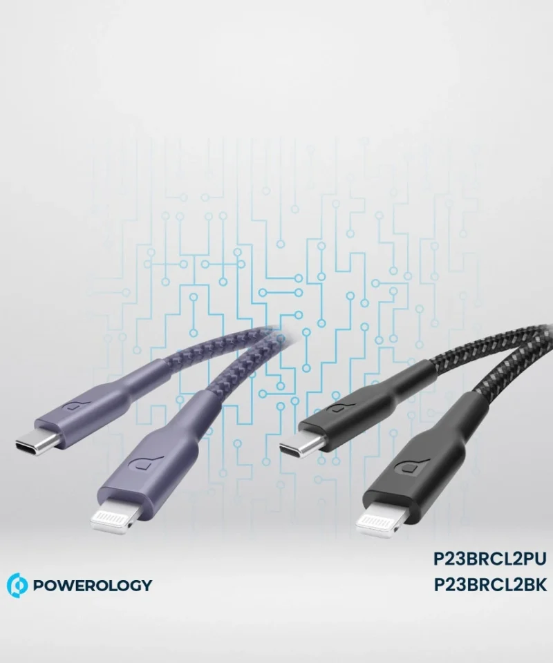 کابل 2 متر USB C به Lightning پاورولوژی Powerology Braided Type-C to Lightning Cable 2M P23BRCL2 10 P23BRCL2 6