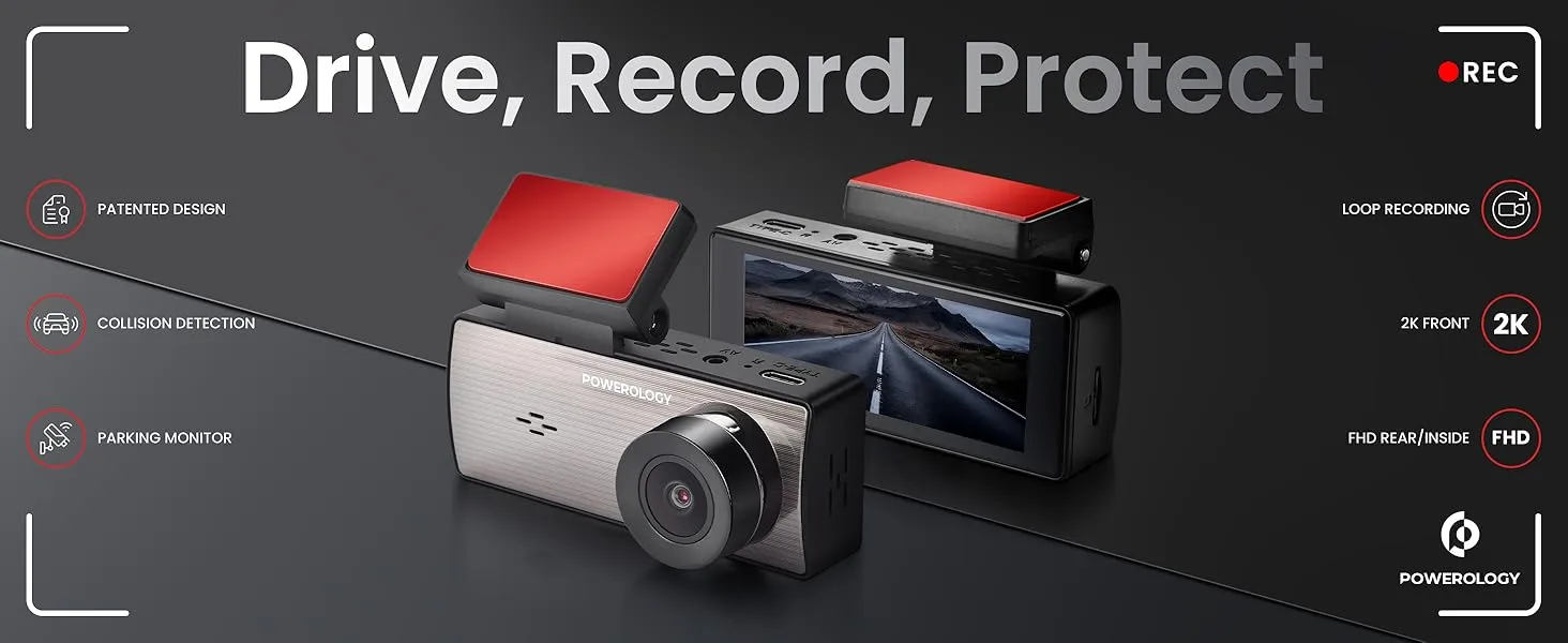 دوربین ثبت وقایع پاورولوژی Powerology Dual Recording Dash Camera 
