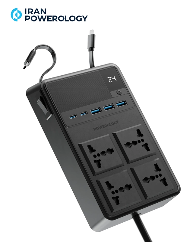 چند راهی برق پاورولوژی Powerology 2500w 4 AC Power Strip PWC029