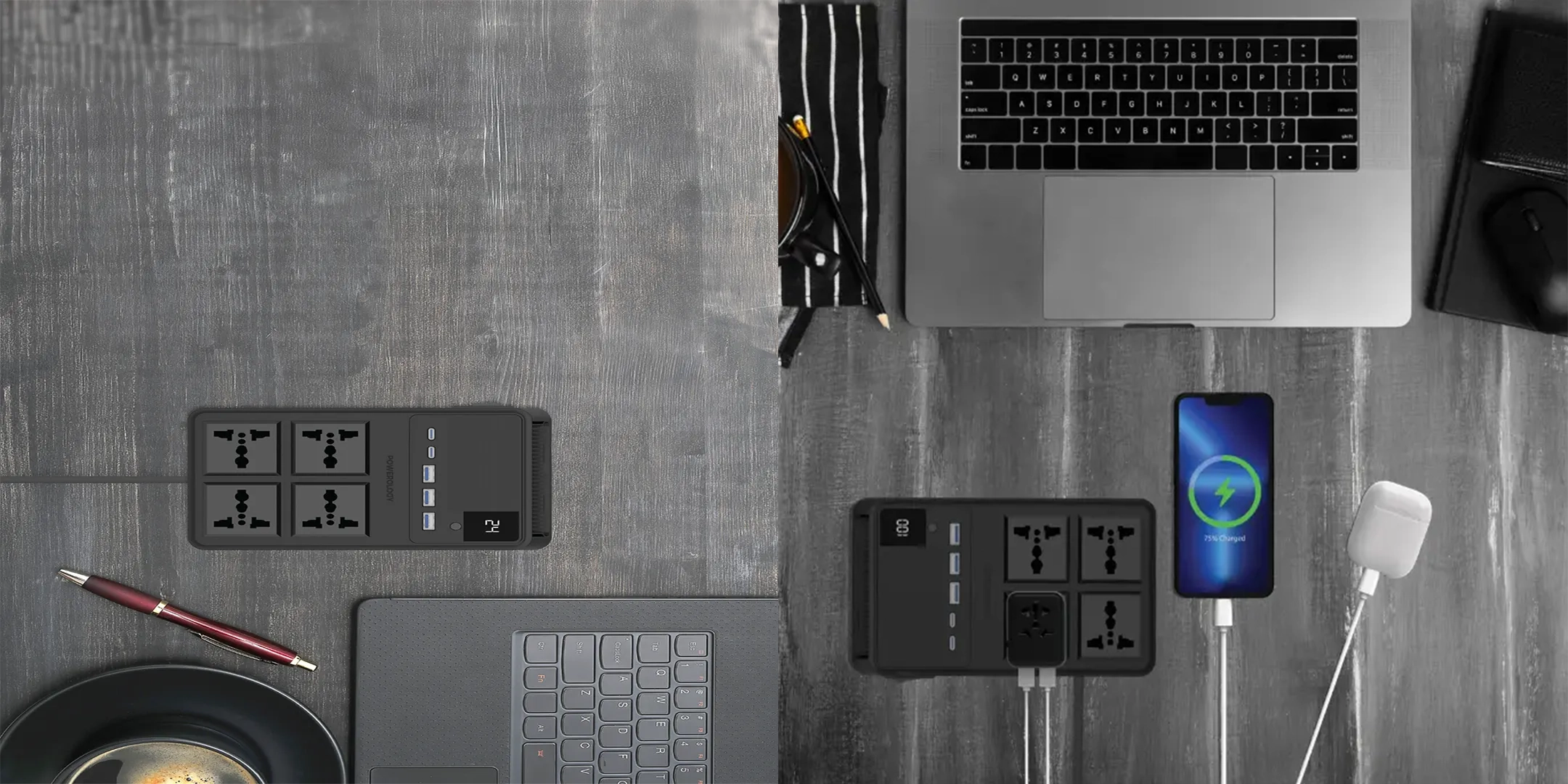 چند راهی برق پاورولوژی Powerology 2500w 4 AC Power Strip PWC029 24 چند راهی برق پاورولوژی Powerology 2500w 4 AC Power Strip PWC029