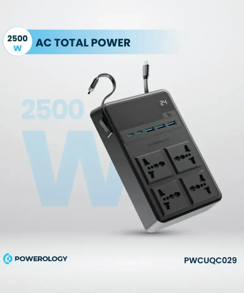 چند راهی برق پاورولوژی Powerology 2500w 4 AC Power Strip PWC029 18 PWC029 6