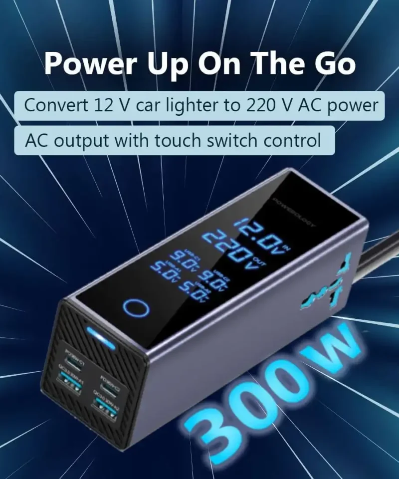 اینورتر خودرو پاورولوژی Powerology 300W Power Inverter PWC044 9 PWC044 5