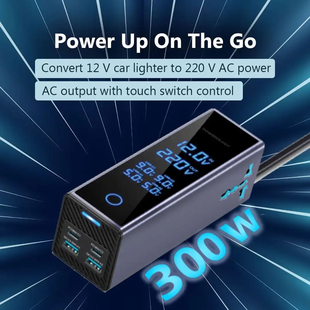 اینورتر خودرو پاورولوژی Powerology 300W Power Inverter PWC044 4 PWC044 5