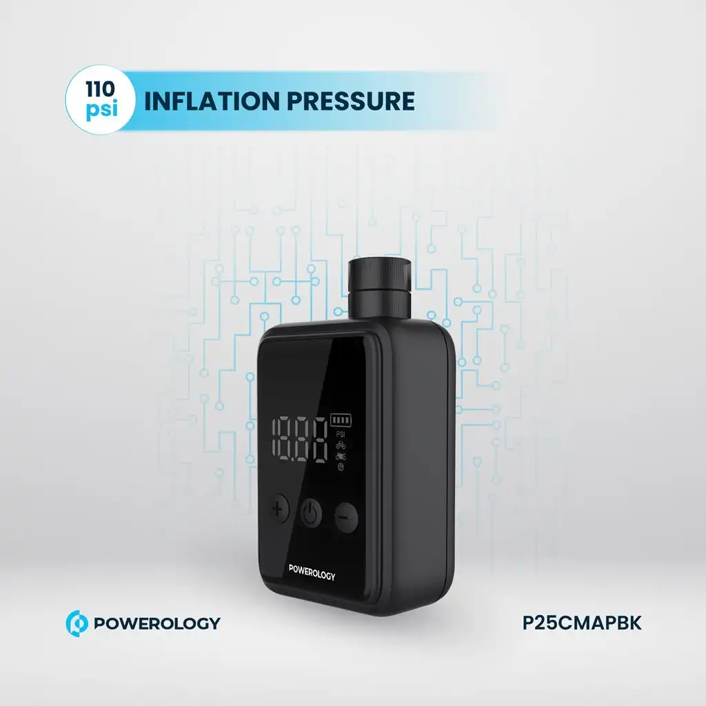 پمپ باد پاورولوژی Powerology Super Compact Tire Inflator P25CMAPBK 9 P25CMAPBK 10