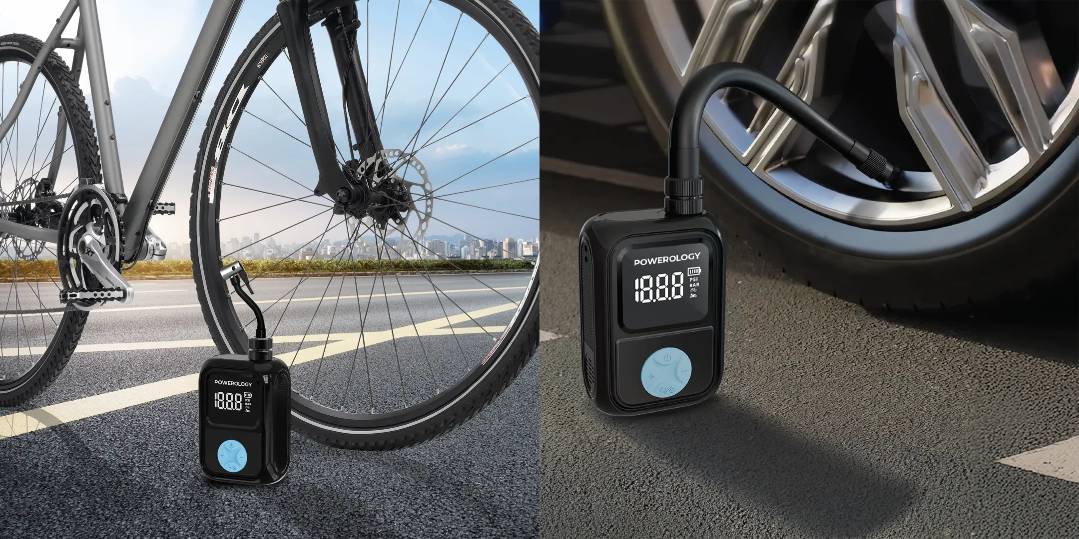 پمپ باد پاورولوژی Powerology Tire Inflator PSM018 8 پمپ باد پاورولوژی Powerology Portable Electric Tire Inflator PSM018